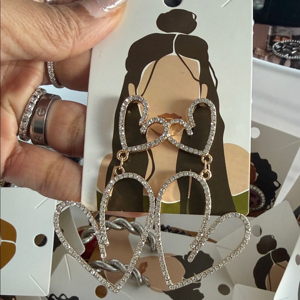 Sparkling Heart Drop Earrings